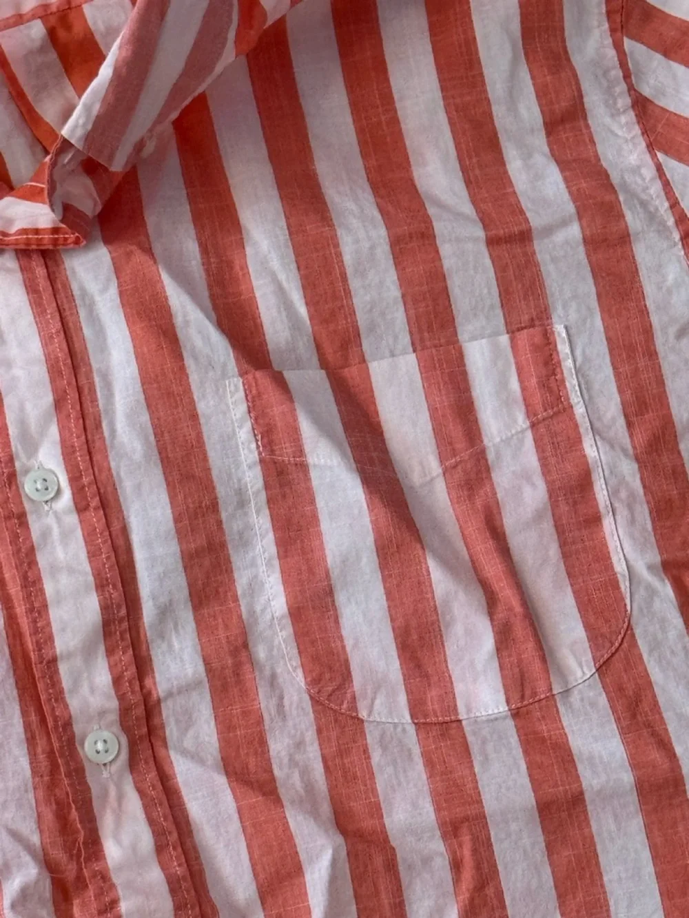 J. Crew Short-sleeve seersucker shirt striped cotton XL slim fit Orange/Pink